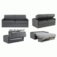 Canapé-lit convertible express Sun Elite - Polyuréthane graphite - Sommier à lattes 140x197 cm - Assises et matelas 16 cm mémoire de forme_1