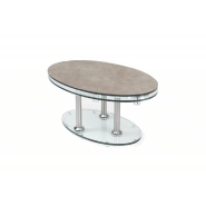 Table basse double céramique Grey - plateau pivotant en verre trempé - couleur gris - design contemporain_1