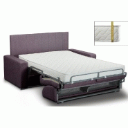 Canapé-lit 3 places convertible OPERA - Ouverture express - Matelas 16 cm - Velours violet foncé - Tête de lit intégrée_1