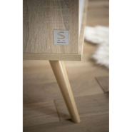 Lit bébé seventies - Sommier réglable 3 positions - Hêtre laqué et décor chêne doré_1