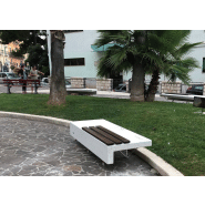 Banc public Ela Mini Mad UM371LM2 - siège béton armé hydrofuge, structure inox, lattes bois tropical_1