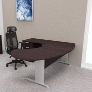 Bureau ergonomique et caisson intégré Sigma - Mobel Linea - 200, Alu, Wenge, Gauche, 3 tiroirs_0