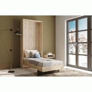 Lit escamotable style industriel Key - chêne, bandeau et ferrures noir mat - 90 x 200 cm - système vérins à pistons_1