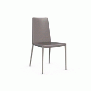 Lot de 2 chaises italiennes Bohème - structure en acier, coloris grège, coutures élégantes_1