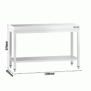 Table Inox de Travail Premium avec Dosseret et Etagère - Profondeur 800 - 1200_1