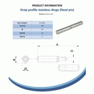 Charnière 120mm Profil de chute en acier inoxydable axe fixe soudable_1