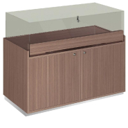 Comptoir T01 vitrine 4 Faces et MDF naturel+noyer - 120x60x93cm_1
