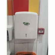 Distributeur d'essuie-main en papier - 600 pièces - format V/Z/M - blanc cassé avec fermeture à clé_1