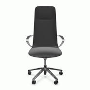 Fauteuil de bureau en cuir ALEC neuf - design harmonieux - blocable 2 positions - aluminium poli - fauteuil président_1