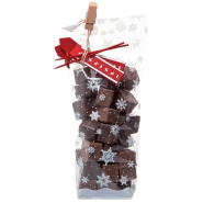 Sachet transparent fond polypro - Flocons blancs - 12x4,8x27.5cm - Par 100_1
