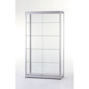 Vitrine haute argent l 120 cm avec structure aluminium et éclairage led