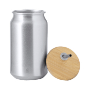 Gobelet publicitaire en aluminium recyclé - 430 ml - avec couvercle bambou et paille inox_1
