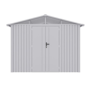Abri de jardin en métal blanc aluminium 5.71 m² avec kit d'ancrage - RAL9006 - Réf. J-ABR279_1