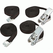 Lot de 2 sangles à cliquet 25mm x 5m - 125kg et 2 sangles à boucle 25mm x 2.5m - 120kg - Polyester_1