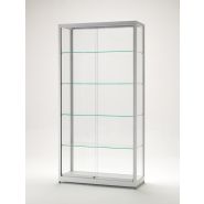 Vitrine d'exposition l 100 p 40 h 200 cm portes coulissantes et aluminium argent