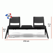 Poutre d'accueil en polypropylène Smash - Sokoa - 2 places + 1 tablette_1