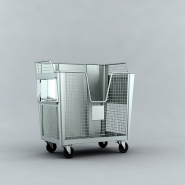 Container à grille en acier galvanisé - modèle 2400 avec roues pivotantes et ouverture en V_1