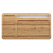 Chargeur induction en bambou - Support téléphone portable - USB et sans fil - Max. 1000 mA_1