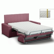 Canapé convertible Deauville Express - 4 places - Velours rouge - Matelas 16 cm haute résilience - Tête de lit intégrée_1
