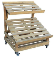 Présentoir fruits et légumes Biofleg - 3 niveaux inclinables en sapin massif - 1200mm de largeur_1