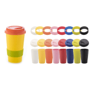 Mug thermos customisable - double parois en plastique - 400 ml avec couvercle bec verseur et grip en silicone_1