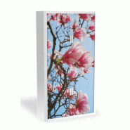 Armoire à rideaux avec décor nature - EasyOffice. - Magnolia, Haute_1