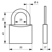 Cadenas à clé Blue Adventure 50 mm - corps et anse inox, mécanisme à goupilles - Thirard_1