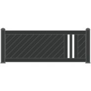 Clôture chevril - Maine Clôtures - semi-ajourée - panneau rainurage horizontal pas 100 mm - forme haute droite - PVC ou aluminium thermolaqué_1