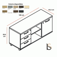 Meuble de service bicolore - MDD - Blanc pastel, Noyer_2