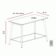 Table haute NIL avec repose pieds - Mobel Linea - 180, Wenge_1