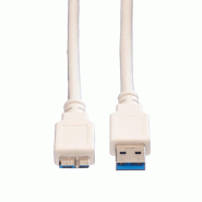VALUE Câble USB 3.2 Gen 1, A M - Micro B M, blanc, 0,8 m_1