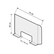 Écran de Protection Plexiglass Transparent - H 60 x L 76 x P 16 cm - Réf : 490760 - Passe-documents et fixation adhésive_1