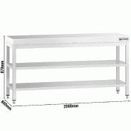 Table Inox de Travail Centrales Premium  avec 2 étagères - Profondeur 800 mm - 2000_1