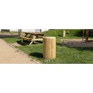 Poubelle publique Up19 - corbeille natura - Novatilu - 90 litres, bois de pin traité autoclave classe 4_2