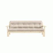 Canapé convertible futon UNWIND - Pin naturel beige - 130 x 190 cm - Style scandinave_1
