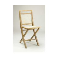 Cléa - Chaise pliante en cannage naturel et hêtre - Coloris vernis naturel, laqué blanc ou noyer_1