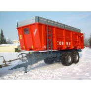 Benne polyvalente avec bogie pour roues de grand diamètre et flèche réglable