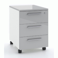 Caisson mobile 3 tiroirs blanc bicolore - Ofitres - Gris brillant_1
