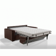 Canapé convertible express Premium 140 cm - Sommier à lattes Renatonisi - Matelas Bultex microfibre marron - Fabrication italienne_1