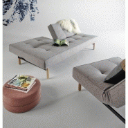 INNOVATION LIVING  CANAPE SPLITBACK STEM PIEDS CYLINDRÉ CHÊNE NATUREL CONVERTIBLE LIT 115*210CM TISSU MIXED DANCE GREY_1