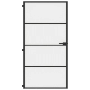 Vidaxl porte intérieure mince noir verre trempé aluminium 155123_1