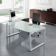 Bureau de direction X time Ring avec plateaux en verre - Quadrifoglio. - Droite, 264, Noyer Canaletto_1