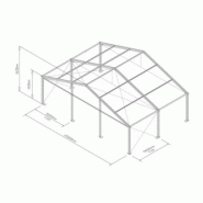 Tente de stockage fermée - structure fixe aluminium et acier - couverture composite PVC - porte, fenêtre et éclairage_1