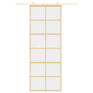 Vidaxl porte coulissante doré 76x205 cm verre esg clair et aluminium 155166_1