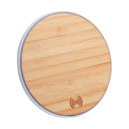 Chargeur USB sans fil 10W avec boîtier en bambou - couleur naturelle_1
