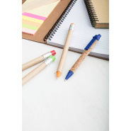 Stylo à bille en papier recyclé - revêtement en liège - encre bleue - 5g_1