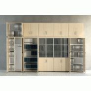 Armoire haute avec vestiaire et rangement - MDD - Wengé, Blanc pastel_1