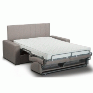 Canapé convertible 2-3 places CanapExpress - Lattes 120 cm - Matelas memory 22 cm – Tête de lit intégrée – Cuir vachette taupe clair_1