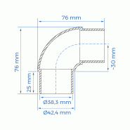 Coude inox 90° angle arrondi - Ø42,4 mm_1