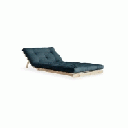 Fauteuil convertible futon ROOTS - Pin naturel - Coloris bleu pétrole - Couchage 90 x 200 cm - Design japonais et scandinave_1